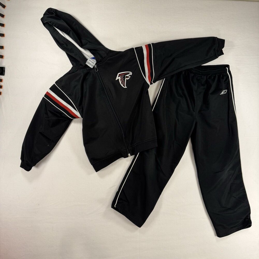 Reebok NFL Atlanta Falcons Youth Med 5/6 Tracksuit Hoodie Black Full Zip Logo